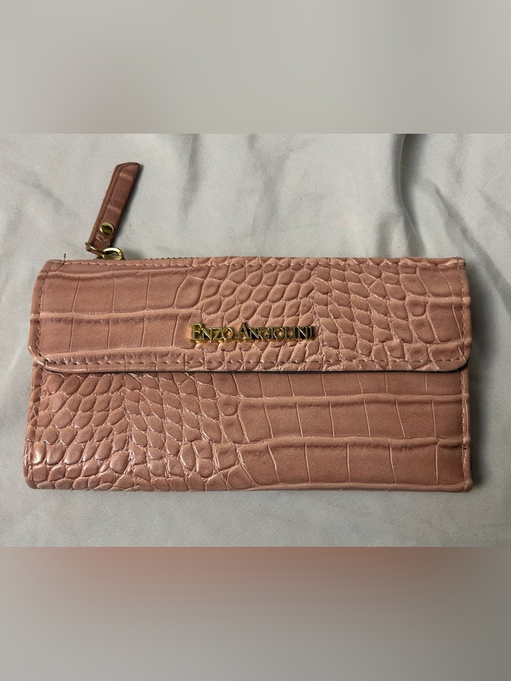 Enzo Angiolini Pink Croc-Embossed Women’s Clutch